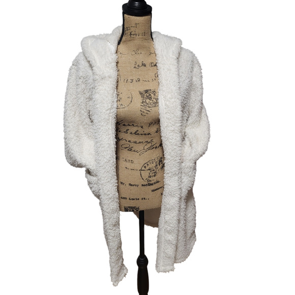 NWT Cat and Jack white fuzzy cardigan with pockets and hood with ears, size xl - Picture 1 of 9